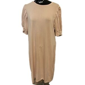 Women’s Beige knit puff sleeve dress